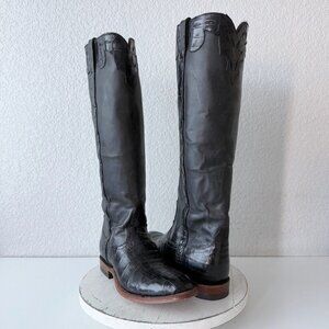 Rod Patrick Womens Cowboy Boots 10 Black Caiman Western Cowgirl Round Toe Tall